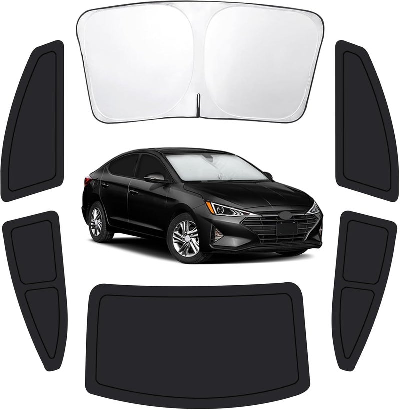 FSHAANY'S Car Window Shades for Hyundai Elantra 2017-2020, Full Car Window Covers for Privacy, Sunshades for Elantra Front Rear Windshield Side Windows to Block UV and Protect Privacy(6pcs) - Image 1